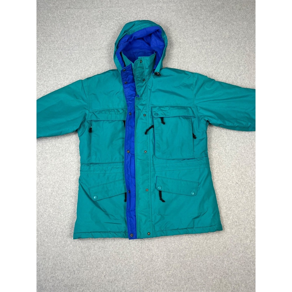 Vintage LL Bean Parka Mens M Teal Gore Tex Hooded North Col Jacket 90s Full Zip